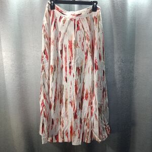White & Red A-line Skirt